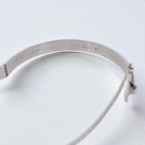 Vintage 925 Silver Bangle Safety Chain Stackable 6mm Secure Closure - Picture 4 of 7